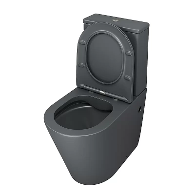 Унитаз Grossman Color GR-4480GMS безободковый, с крышкой микролифт, с бачком, темно-серый матовый