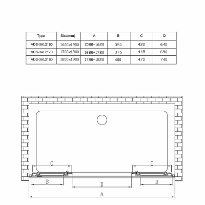 Душевая дверь Vincea ALPHA VDS-3AL 180 хром/прозрачное