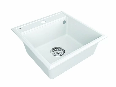 Кухонная мойка Paulmark STEPIA 50 + коландер ADVANCE PM115051-WH+A375-BS белый