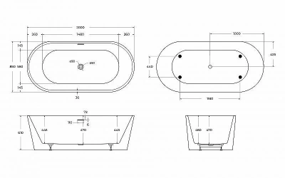 Ванна акриловая BelBagno BB416-2000-850 белая