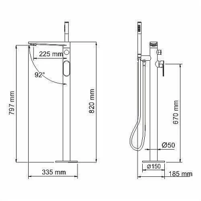 Смеситель для ванны WasserKRAFT Dinkel 5821