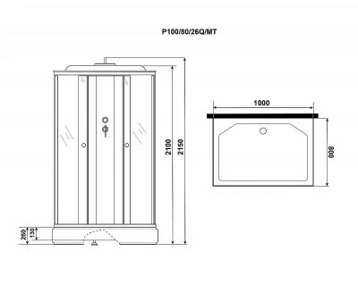 Душевая кабина Niagara Promo P100/80/26Q/MT 100х80