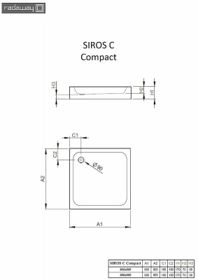 Душевой поддон Radaway Siros C Compact SBC9917-2 90x90 белый
