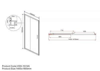 Душевая дверь Vincea Garda VDS-1G145CLG 145 стекло прозрачное/профиль брашированное золото
