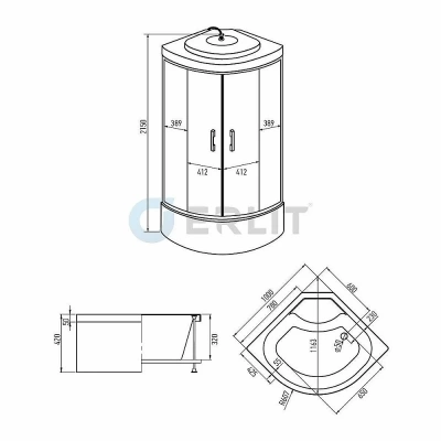 Душевая кабина Erlit Comfrot ER3510TP-C4-RUS 100x100 тонированное стекло