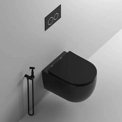 Унитаз подвесной CeruttiSpa OGLIO Aria MB CT9239 безободковый, с крышкой микролифт, черный матовый