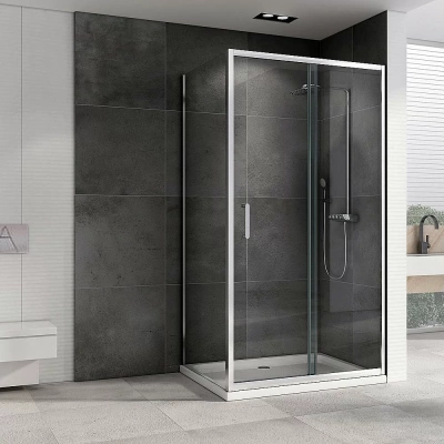 Душевой уголок ABBER Schwarzer Diamant AG301405-S1005 140x100 стекло прозрачное/профиль хром