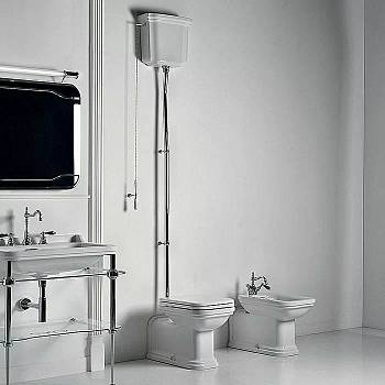 Унитаз напольный Kerasan Waldorf 4116 с высоким бачком 4180 Белый/хром