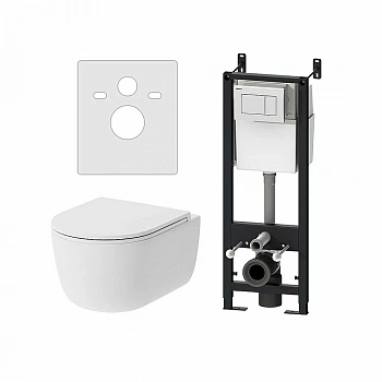 Унитаз подвесной Damixa Sirius DX86.IS10101.1700 белый, с крышкой микролифт, с инсталляцией, безободковый