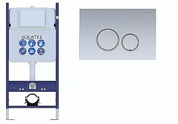 Инсталляция для унитаза Aquatek ECO Standart INS-0000014 с кнопкой KDI-0000019 хром матовый/хром