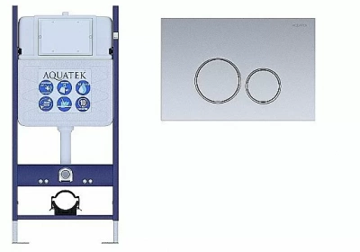 Инсталляция для унитаза Aquatek ECO Standart INS-0000014 с кнопкой KDI-0000019 хром матовый/хром