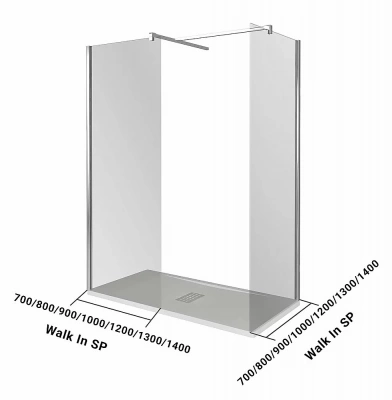 Душевое ограждение Good Door WALK IN SP+SP 180х100 стекло прозрачное/профиль хром