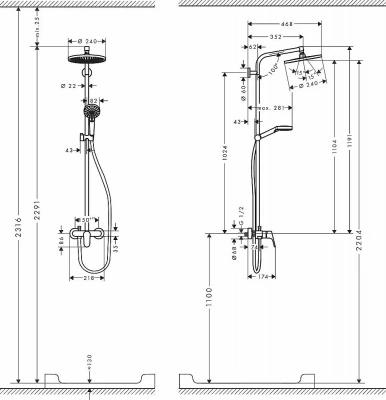 Душевая система Hansgrohe Crometta S Showerpipe 240 1jet 27269000