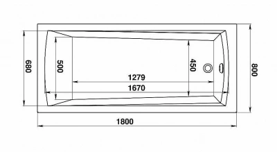 Ванна акриловая BAS Бали 180x80 без каркаса