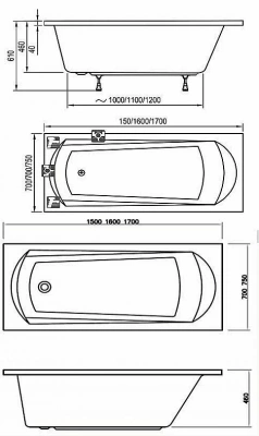 Ванна акриловая Ravak DOMINO PLUS SET 70508015 170х75