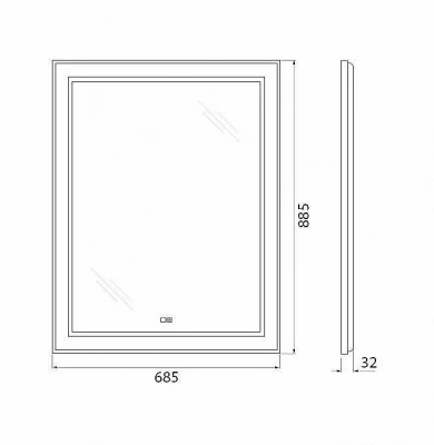 Зеркало с LED-подсветкой и подогревом BelBagno KRAFT WARM 68,5