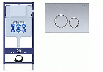 Инсталляция для унитаза Aquatek Standart INS-0000012 с кнопкой KDI-0000019 хром матовый/хром