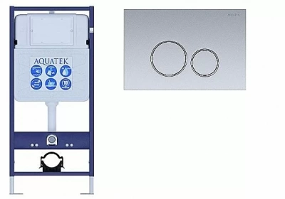 Инсталляция для унитаза Aquatek Standart INS-0000012 с кнопкой KDI-0000019 хром матовый/хром