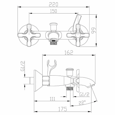 Смеситель для ванны Lemark Duetto LM5712C