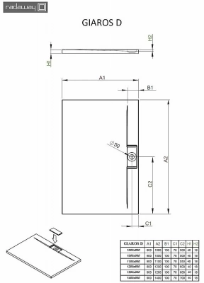 Душевой поддон Radaway Giaros D MKGD1190-03 110x90 белый