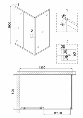 Душевой уголок Niagara Nova NG-62-13A-A80 130x80 стекло прозрачное/профиль хром