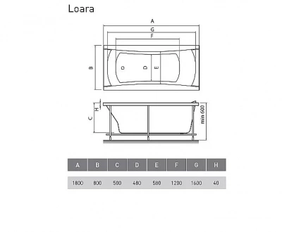 Ванна акриловая Relisan Loara Гл000011735 180x80 белая