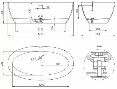 Ванна S-Sense Salini ALDA Nuova 101913G 160x80 глянцевая