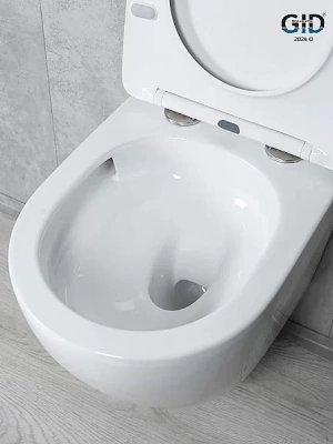 Унитаз подвесной Gid Tr2122TF белый, безободковый, с крышкой микролифт, слив торнадо