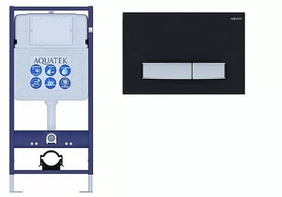 Инсталляция для унитаза Aquatek Standart INS-0000012 с кнопкой KDI-0000031 черная матовая/никель