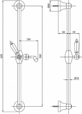 Душевой гарнитур Cezares LORD-SD-03/24-M Золото 24 карат/ручка Золото 24 карат