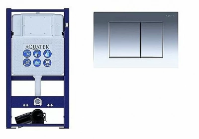 Инсталляция для унитаза Aquatek INS-0000016 с кнопкой KDI-0000010 хром глянцевый