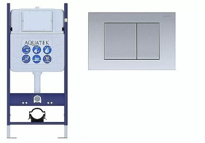 Инсталляция для унитаза Aquatek ECO Standart INS-0000014 с кнопкой KDI-0000011 хром матовый