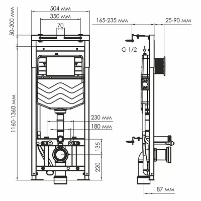 Инсталляция для унитаза WasserKraft Alme 15TLT.010.ME.CH04 с кнопкой хром