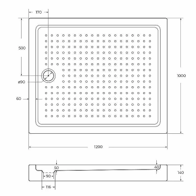Душевой поддон Cezares TRAY-A-AH-15-W 120х100