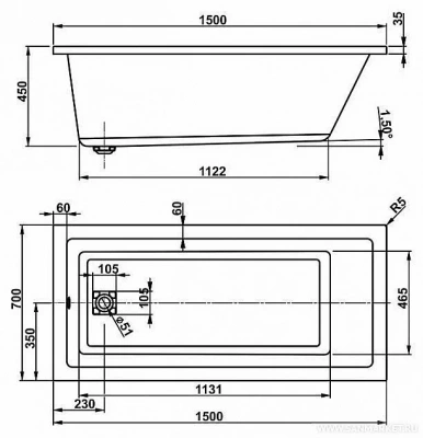 Ванна акриловая Vagnerplast Cavallo 150x70