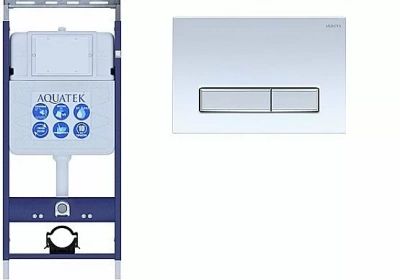 Инсталляция для унитаза Aquatek Easy Fix INS-0000010 с кнопкой KDI-0000022 белая/никель