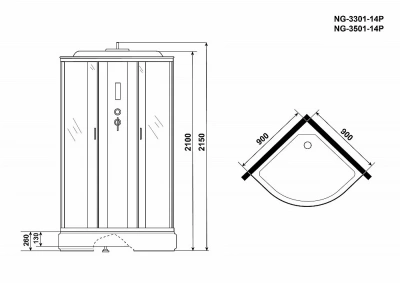 Душевая кабина Niagara Classic NG-3501-14P 90х90