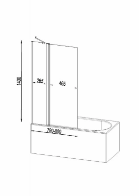 Шторка для ванны AM.PM Gem 80х140 W90BS-D3W5-140CT
