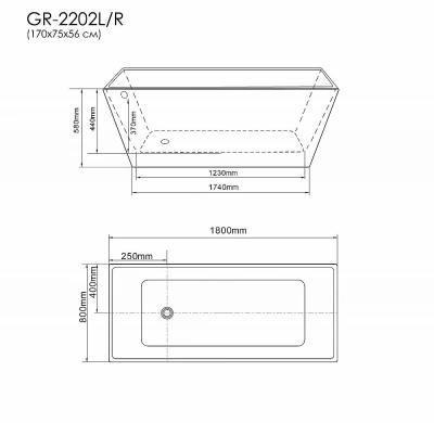 Ванна акриловая GROSSMAN Cristal GR-2021 180x80 белая