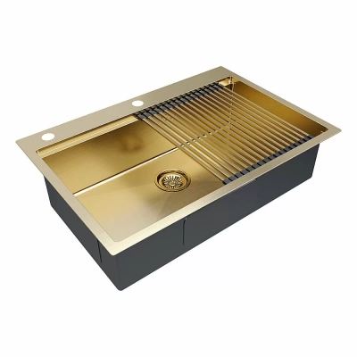 Кухонная мойка Paulmark VAST-PRO + ролл-мат PRO PM707551-BG+R405-BG брашированное золото
