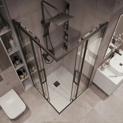 Душевой уголок Grossman Cosmo 300.K33.02.8080.21.00 80x80 профиль черный матовый/стекло прозрачное