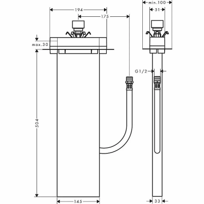 Подключение для ручного душа Hansgrohe sBox 13560180 скрытая часть