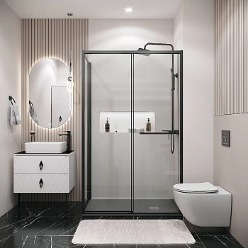 Душевой уголок Grossman Style 120.K33.05.1380.21.00 130x80 профиль черный матовый/стекло прозрачное
