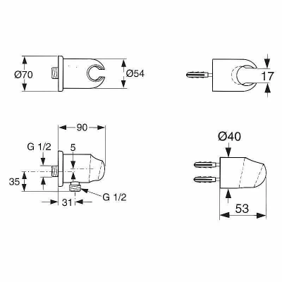 Подключение для душа с держателем лейки Ideal Standard Cerawell A2406AA