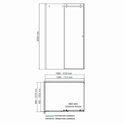 Душевой уголок WasserKRAFT Vils 56R16 110х100 стекло прозрачное/профиль серебро
