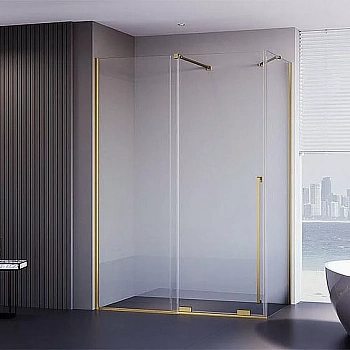 Душевой уголок Veconi Premium Trento PTC50-SP-12090-G-01-C4 120х90 стекло прозрачное/профиль брашированное золото