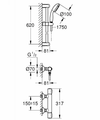 Смеситель для душа Grohe Grohtherm 500 34796001 хром