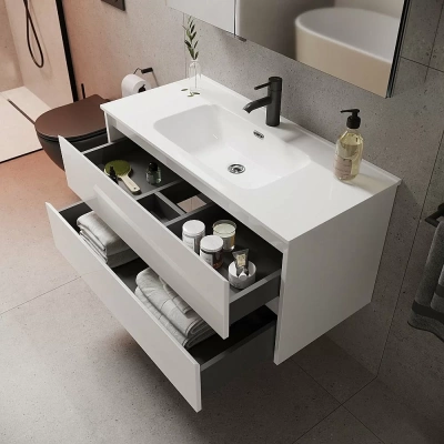 Тумба с раковиной Sancos Libra LB120-1W белый глянец
