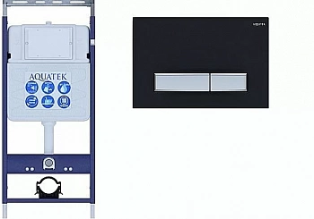 Инсталляция для унитаза Aquatek Easy Fix INS-0000010 с кнопкой KDI-0000031 черная матовая/никель