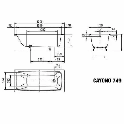 Ванна стальная Kaldewei Cayono 749 170x70 274900013001 Easy-clean белый
